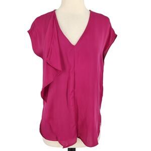SALE Michael Kors Silk Ruffle Front Tank Blouse Top Pink Sleeveless Size XS